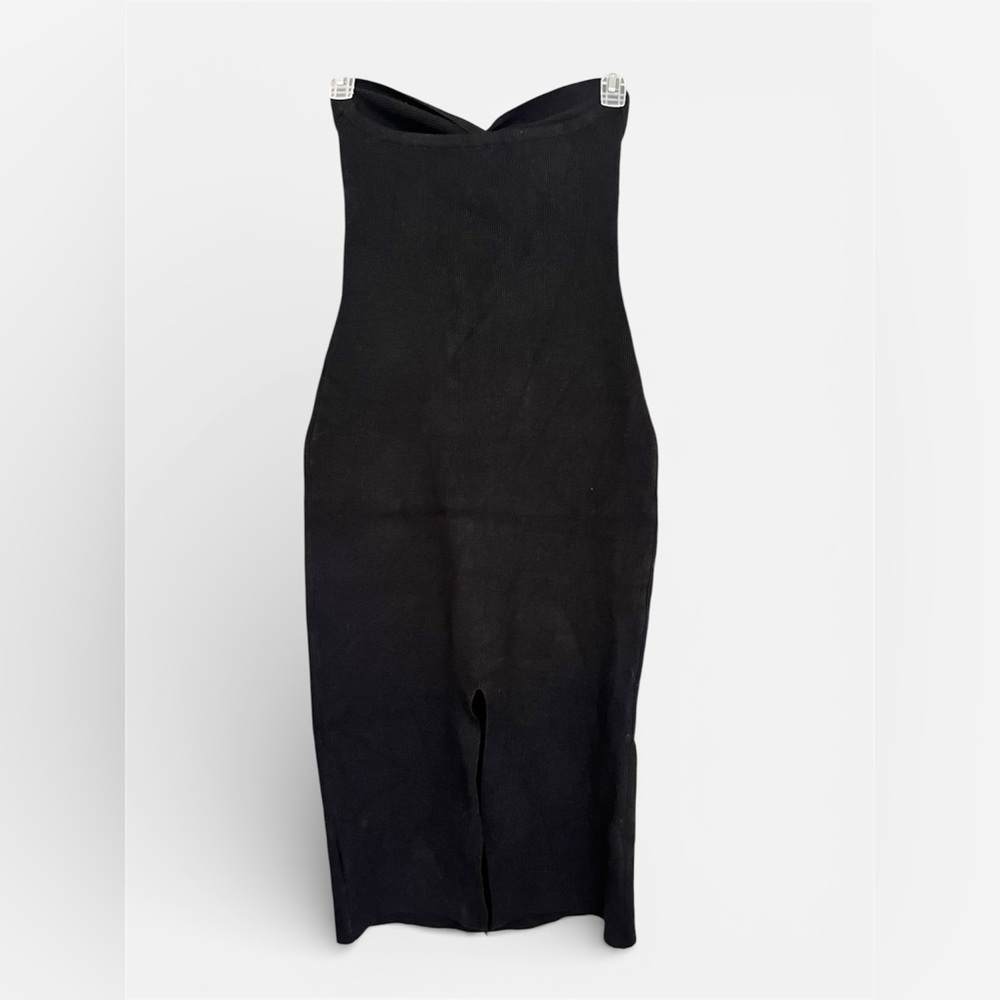 Ali* New! Lillusory Black Strapless Sweater Midi Dress With Back Slit - Picture 3 of 7